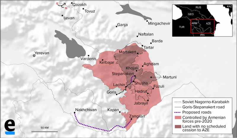 مرز آذربایجان - ارمنستان نقشه